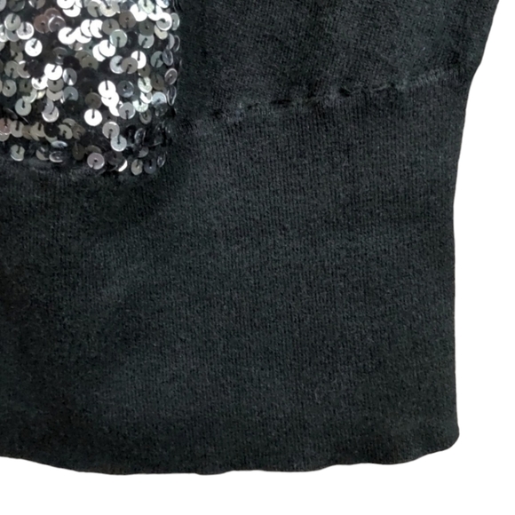 Black Sequin Sweater Mini Dress Size Large - Picture 7 of 8
